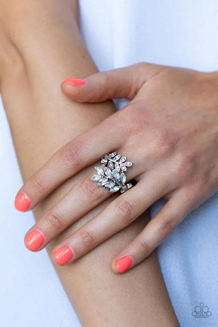 Glowing Gardenista - White Ring | Paparazzi Accessories