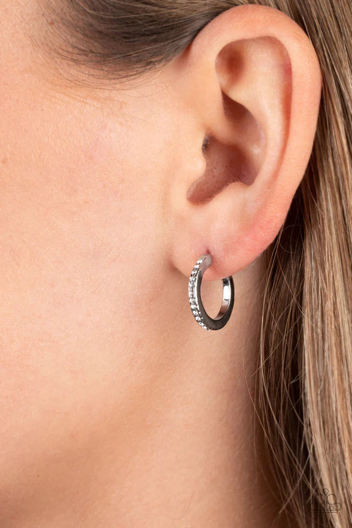 Paparazzi Audaciously Angelic - White Hoop Earrings Paparazzi Jewelry Images