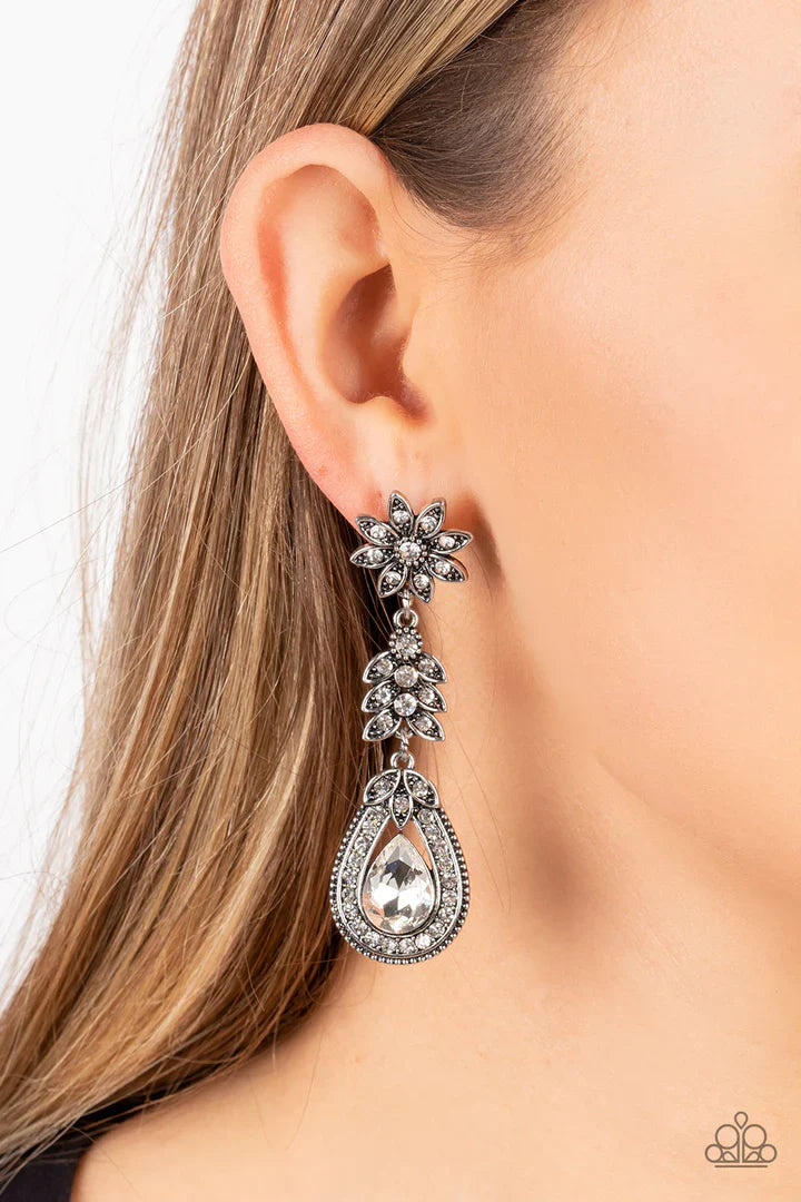 Paparazzi Floral Fantasy - White Earrings Paparazzi Jewelry Images