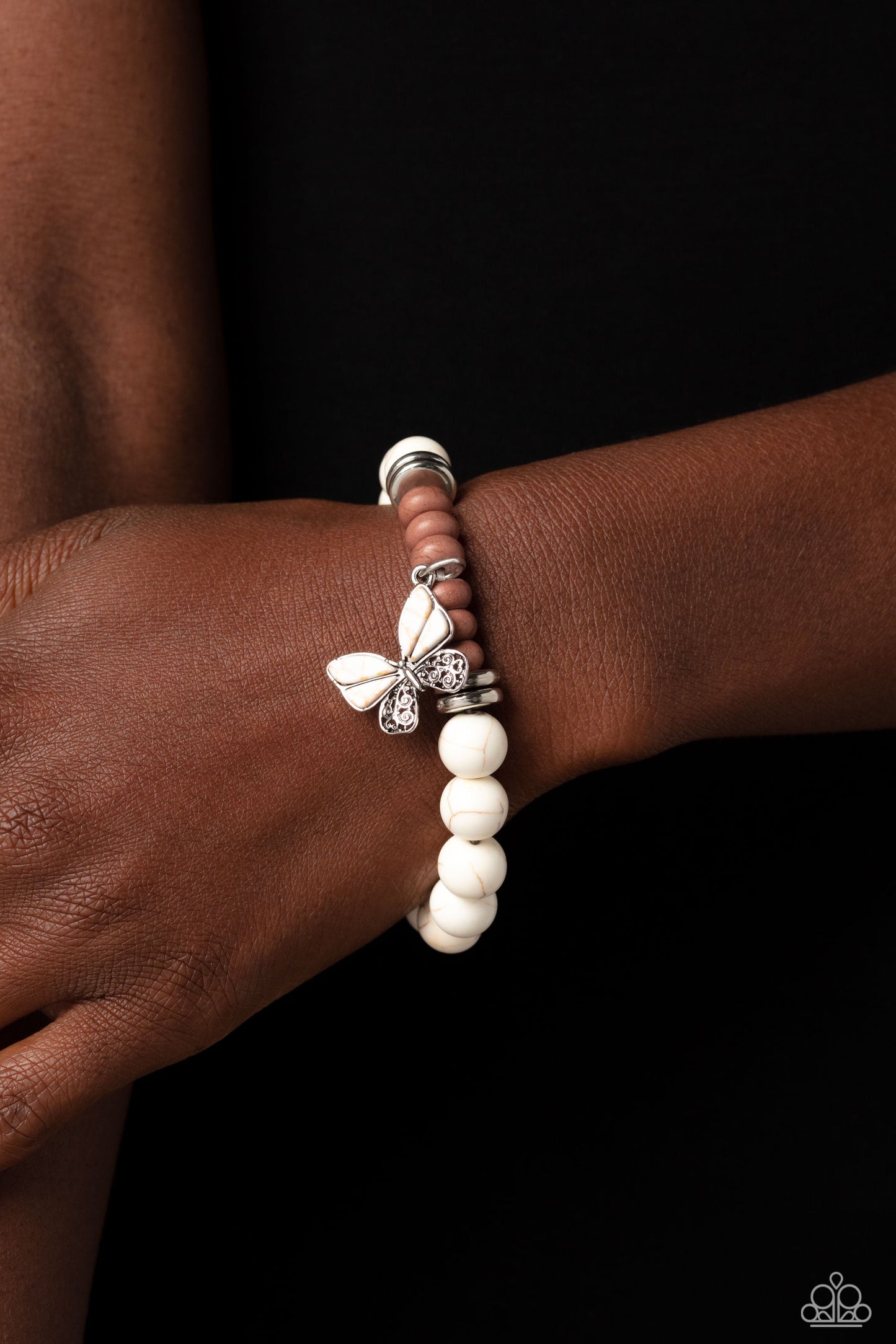 Paparazzi Bold Butterfly - White Bracelet - Butterfly Jewelry - Paparazzi Jewelry Images