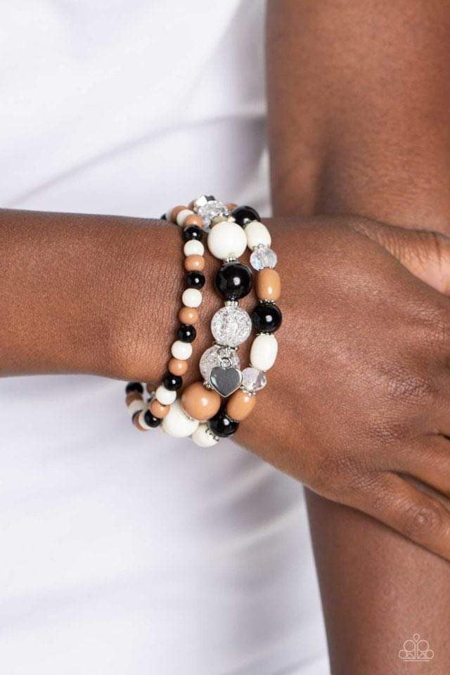 Heart Bracelet - Paparazzi Heartfelt Haven - Brown Bracelets Paparazzi jewelry image