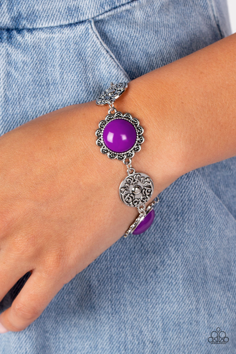 2 Piece Set - Poppy Persuasion - Purple Necklace & Positively Poppy - Purple Bracelet