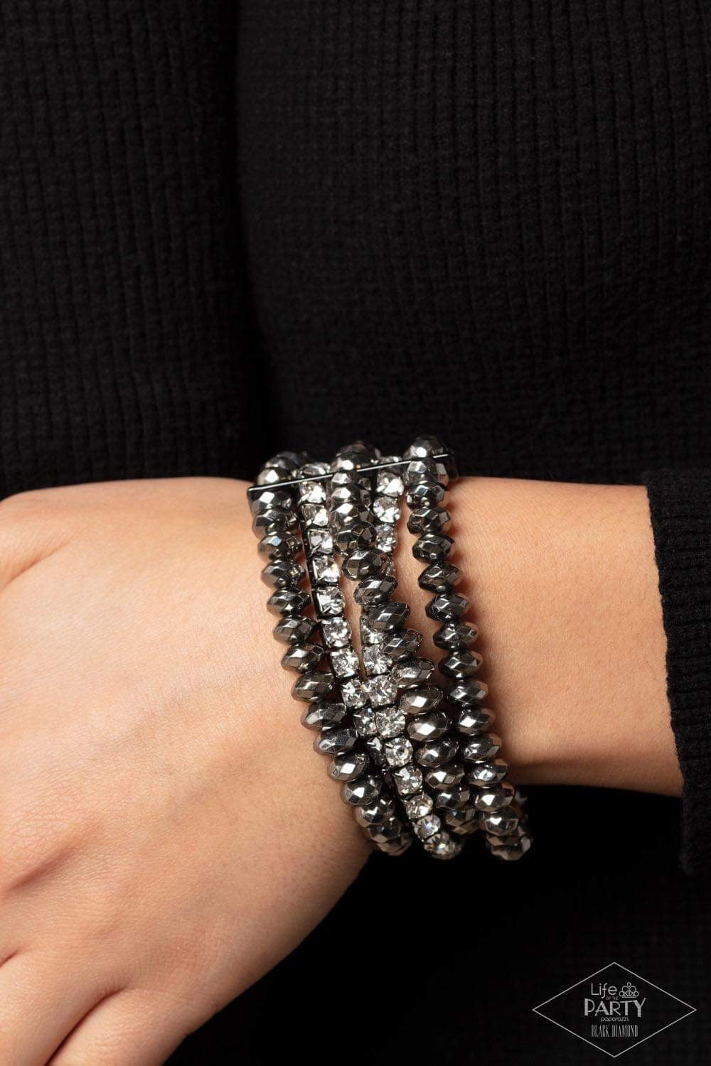 Best of Luxe - Gunmetal Bracelet - Black Diamond Life of The Party Exclusive | Paparazzi Accessories