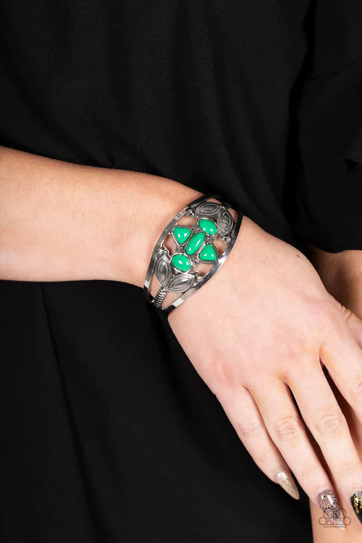 Caribbean Cabana - Green Bracelet - Silver | Paparazzi Accessories