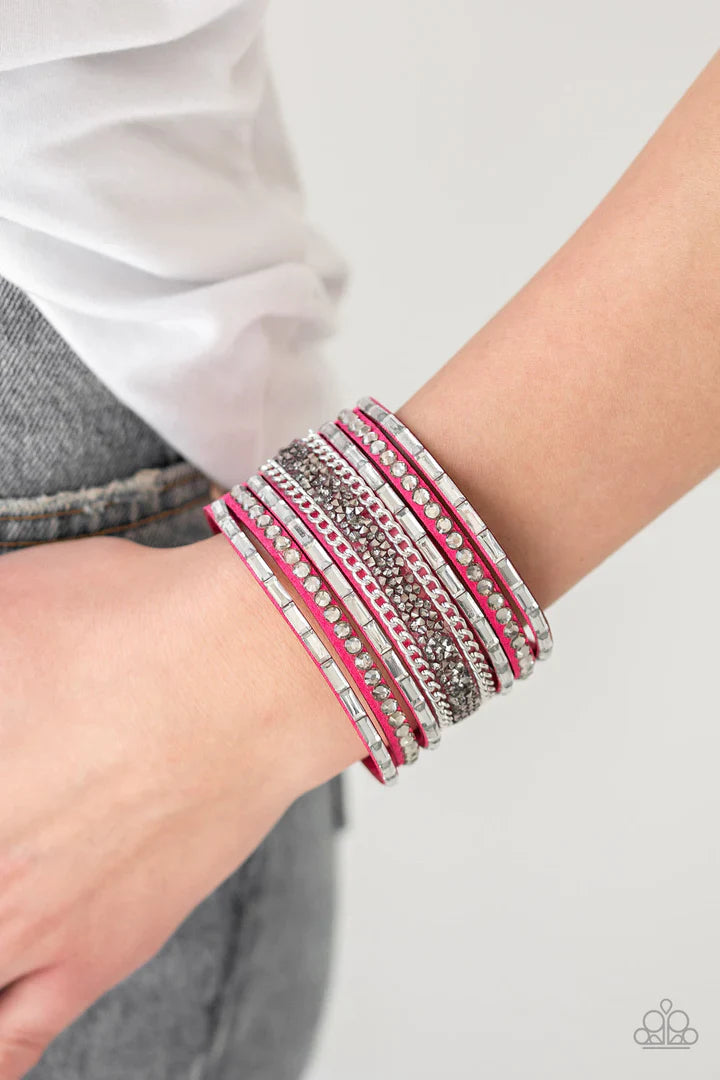 Rhinestone Rumble Pink Bracelet | Paparazzi Accessories