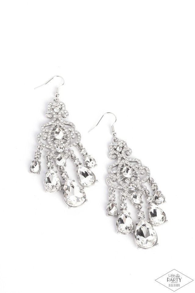 Queen Of All Things Sparkly Earrings - White | Paparazzi Accessories