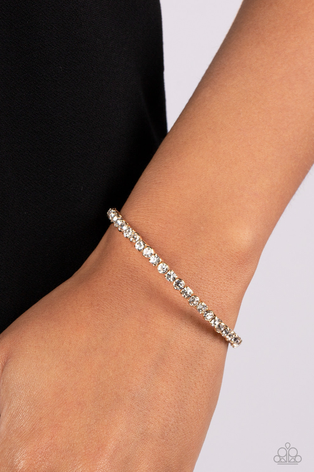 Paparazzi Rhinestone Spell - Gold Bracelet -Paparazzi Jewelry Bracelet