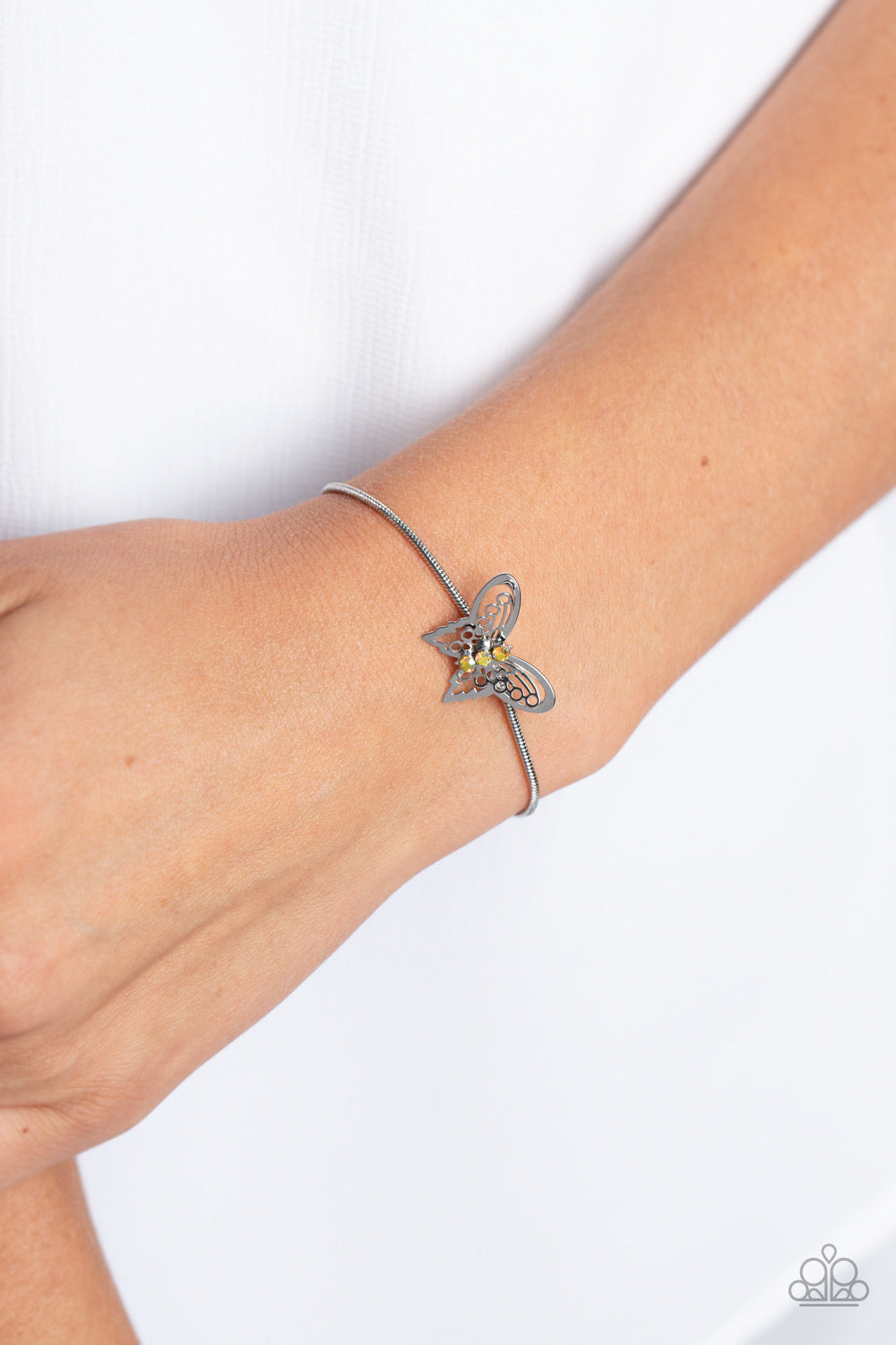 Wings of Wonder - Yellow Butterfly Bracelet - 2023 Empower Me Pink Exclusive | Paparazzi Accessories