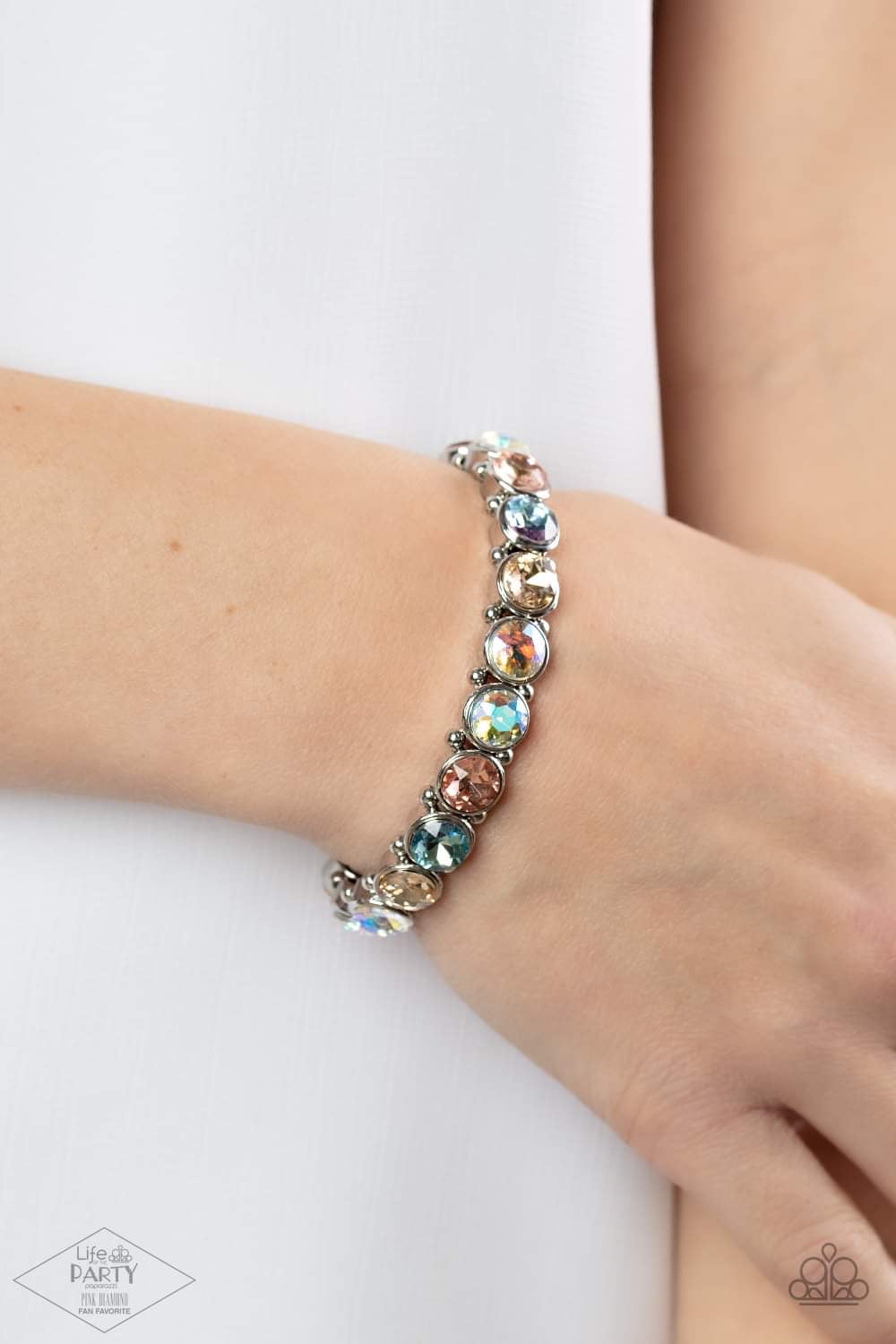 Paparazzi Sugar-Coated Sparkle - Multi Bracelet - Pink Diamond Life of the Party Exclusive - Pusher P