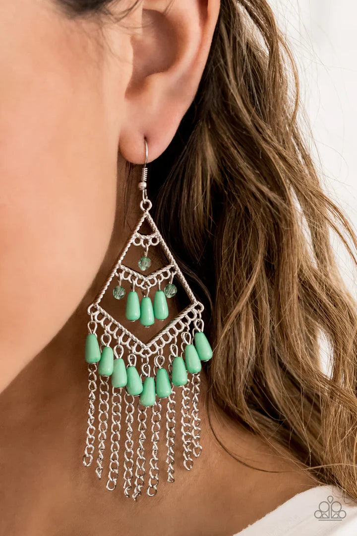 Trending Transcendence - Green Earrings | Paparazzi Accessories