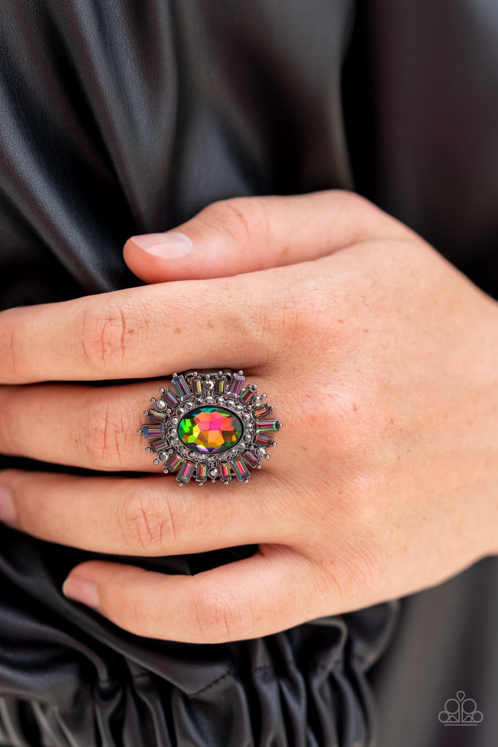 Paparazzi Astral Attitude Multi Oil Spill Ring - Life of the Party - August 2022- Paparazzi Accessories Jewelry