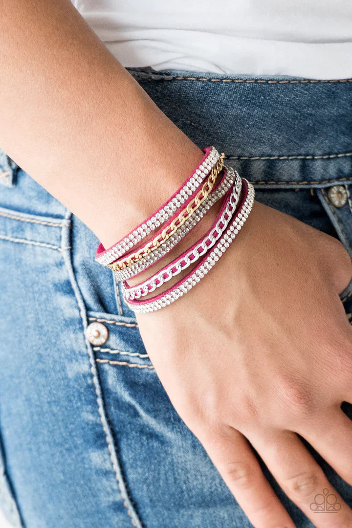 Fashion Fiend - Pink Urban Bracelet - Gold | Paparazzi Accessories