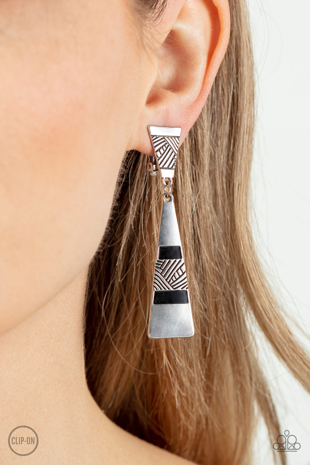 Paparazzi Safari Seeker - Black Clip-On Earrings -Paparazzi Jewelry Images