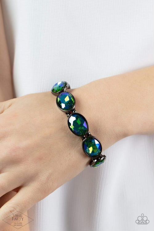 Diva in Disguise - Blue Oil Spill Multi Bracelet - Pink Diamond Life of the Party Exclusive - paparazzi jewelry images
