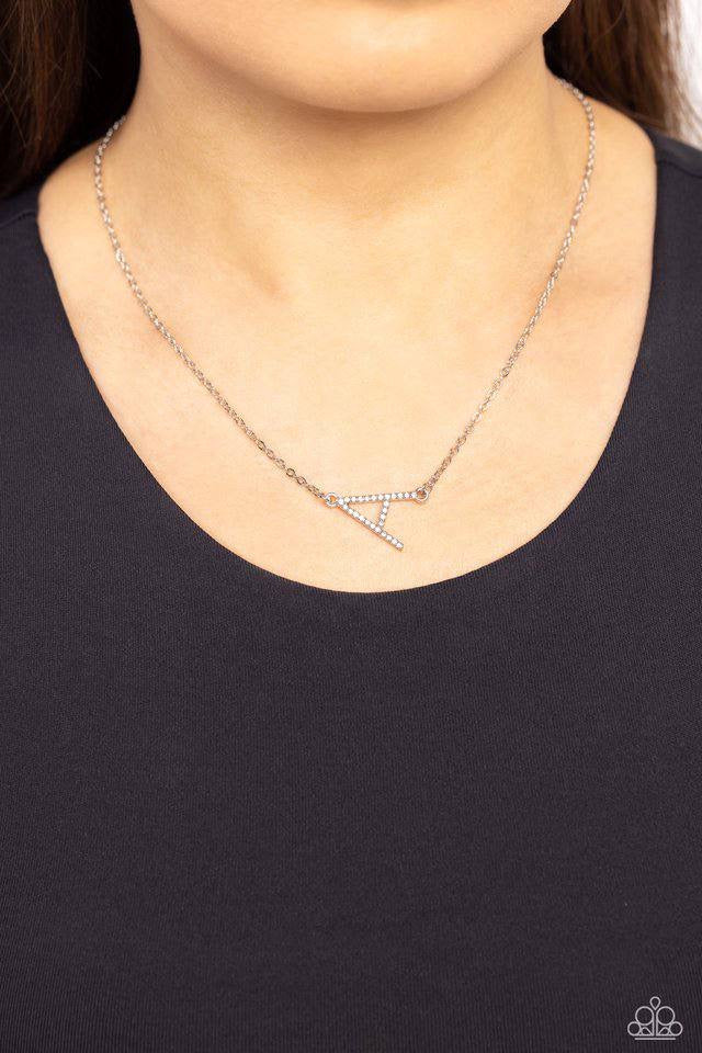 INITIALLY Yours - A - White Necklace | Paparazzi Accessories