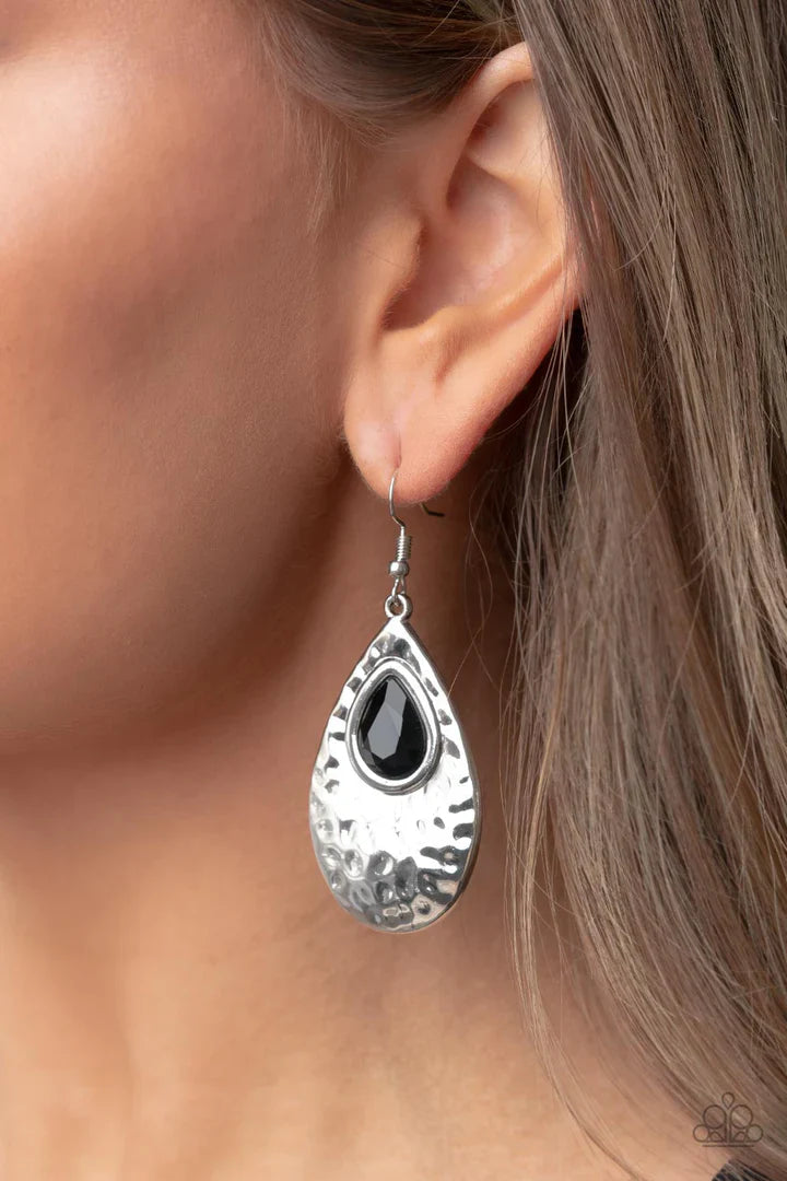 Tranquil Trove - Black Earring Earrings | Paparazzi Accessories