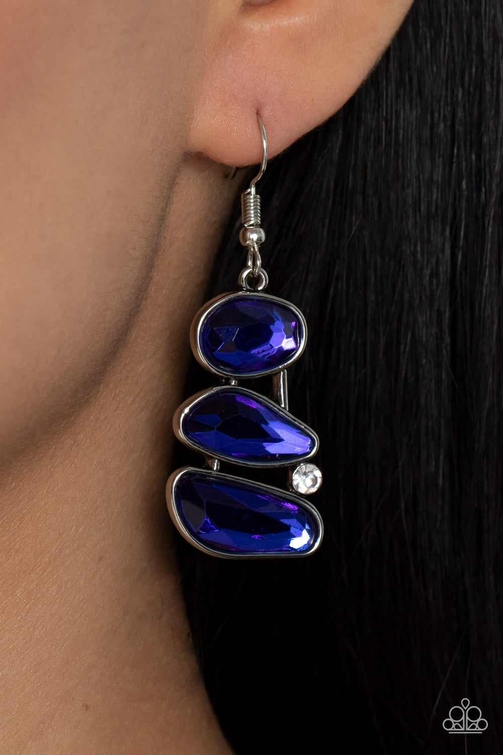 Paparazzi Gem Galaxy - Blue Earrings -Paparazzi Jewelry Images