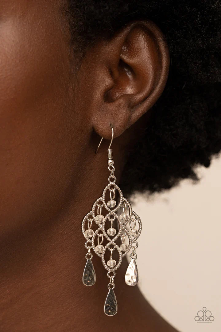 Paparazzi Sentimental Simmer - White Earrings Paparazzi Jewelry Images