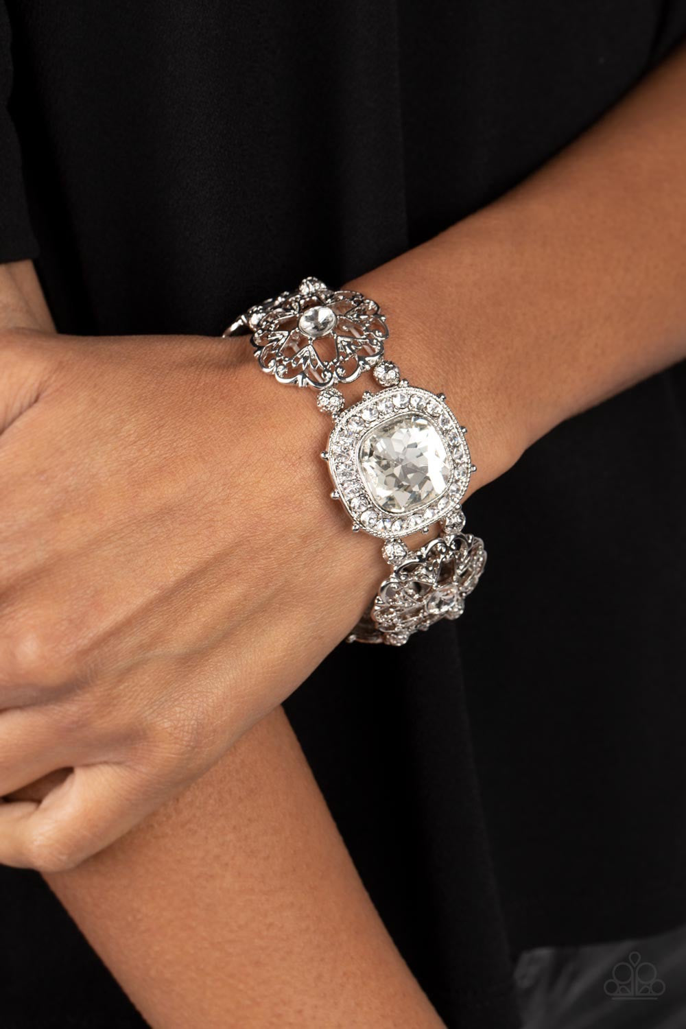 Paparazzi Gilded Gallery - White Bracelet - Bling Jewelry - Paparazzi Jewelry Images