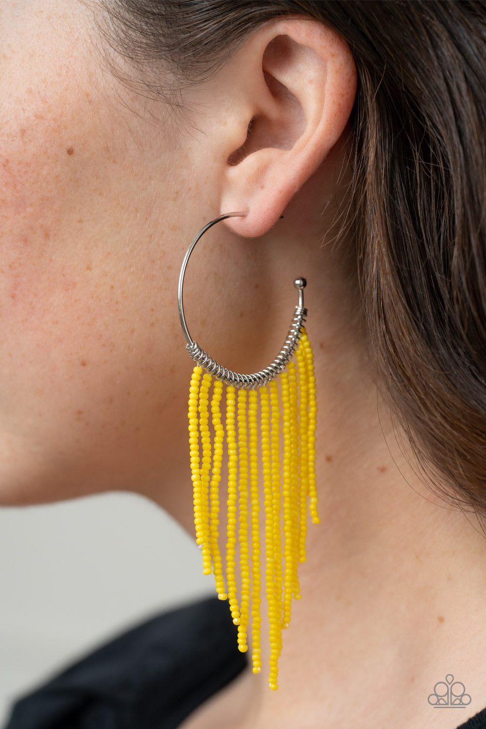 Saguaro Breeze - Yellow Earrings - Silver | Paparazzi Accessories