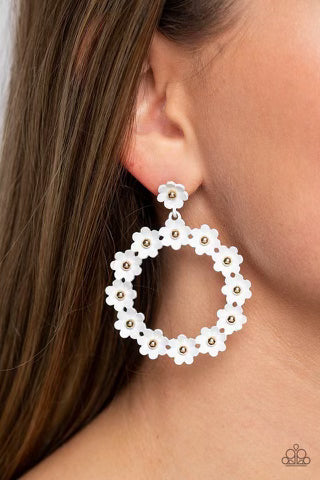 Daisy Meadows - White Earrings | Paparazzi Accessories