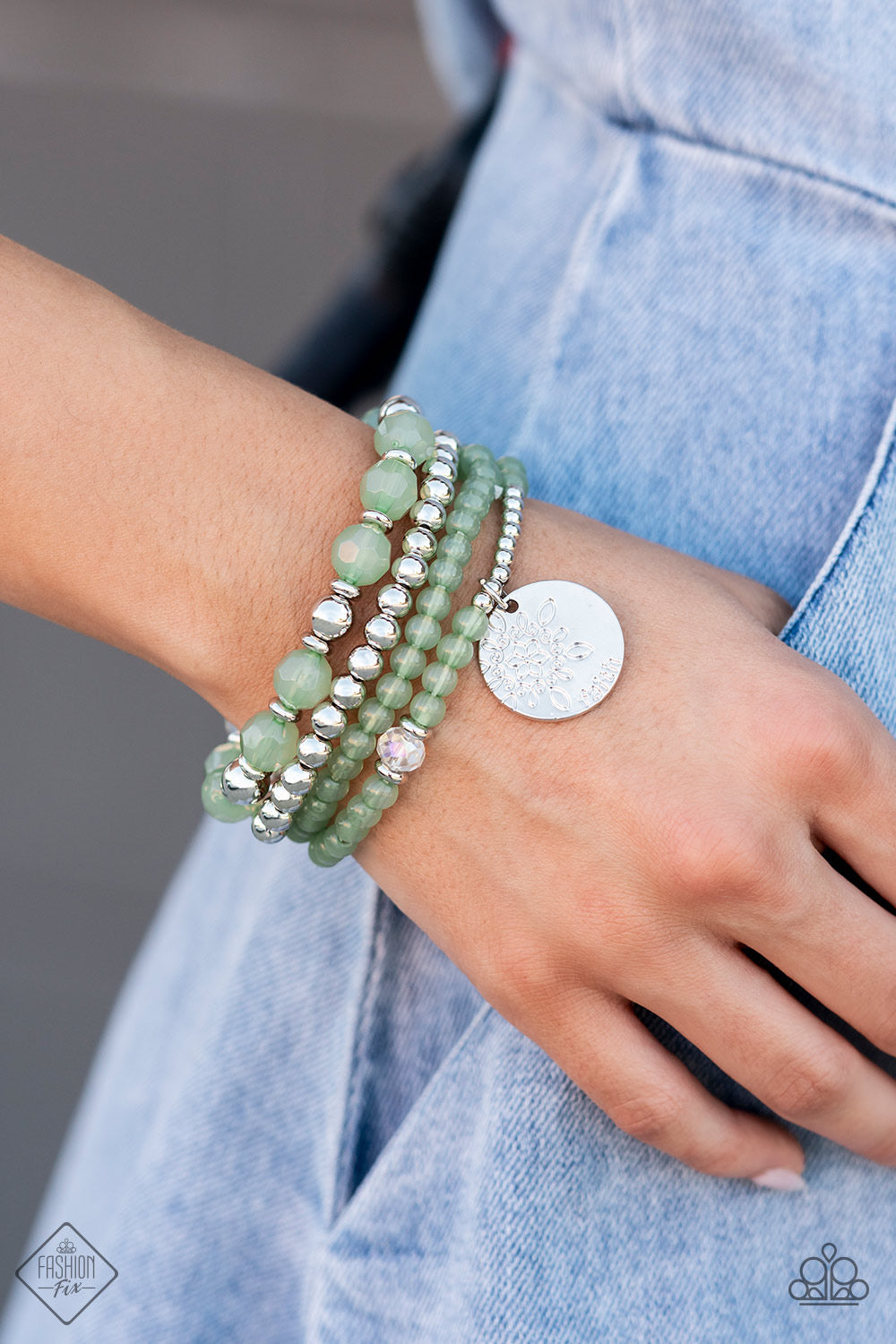 October 2022 Fashion Fix-Surfer Style -Green Faith Bracelet | Paparazzi Accessories