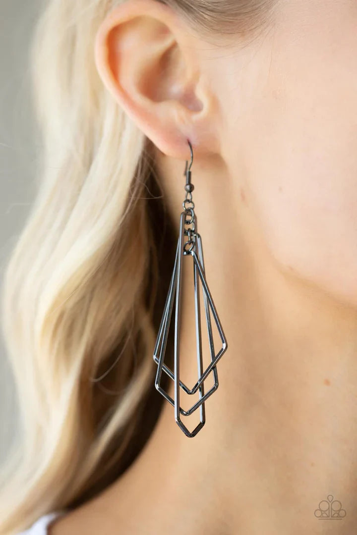 Paparazzi Shape Shifting Shimmer - Black Earring Paparazzi Jewelry Images