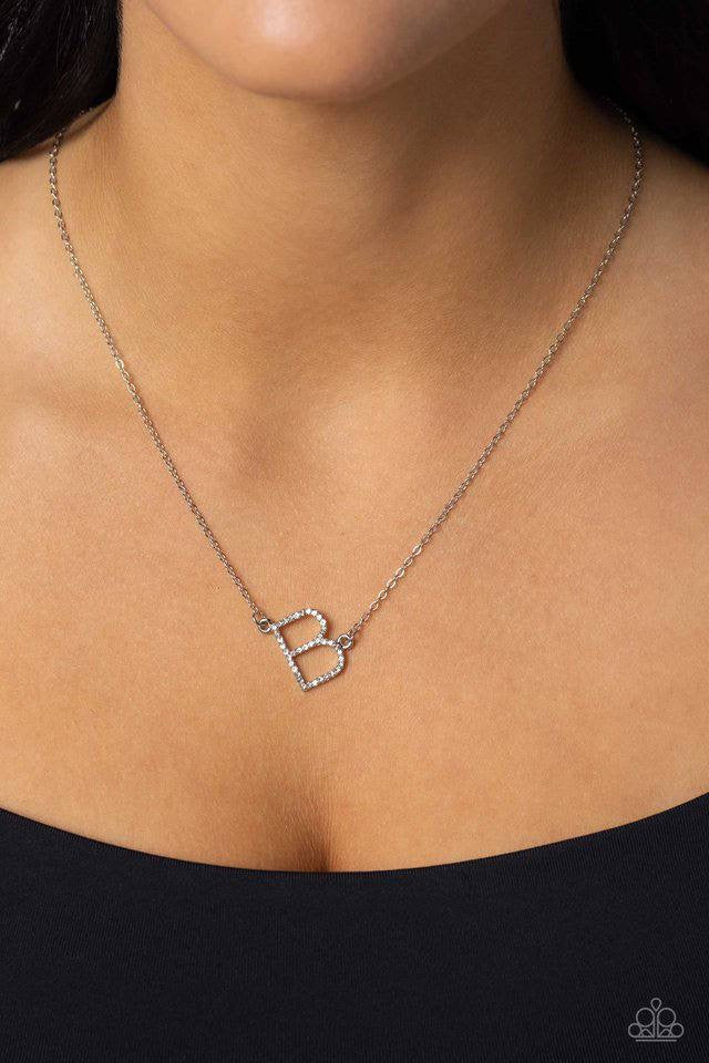 INITIALLY Yours - B - White Necklace | Paparazzi Accessories