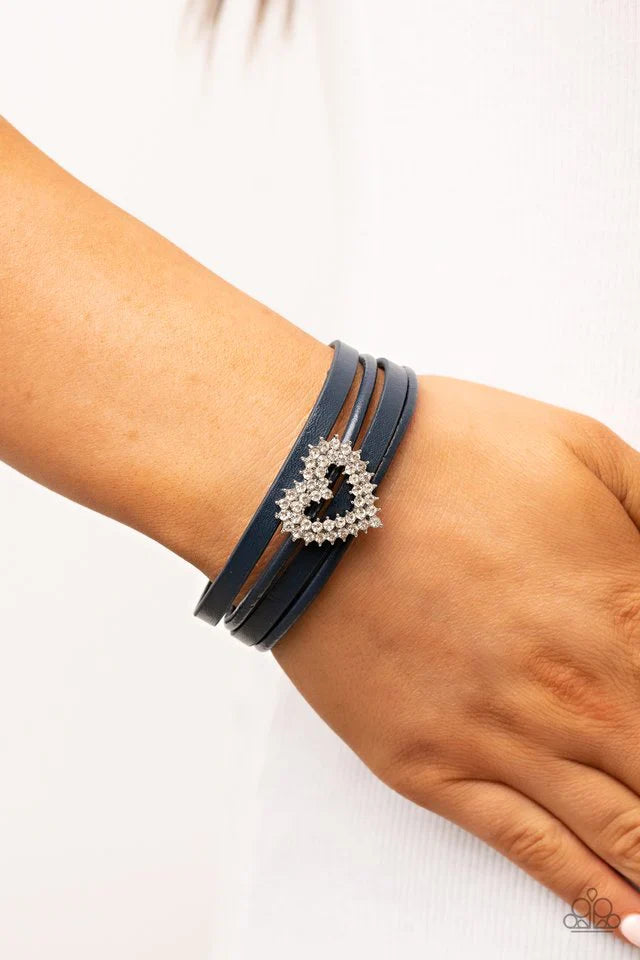 Heart Bracelet - Paparazzi Wildly In Love - Blue Bracelet paparazzi jewelry image