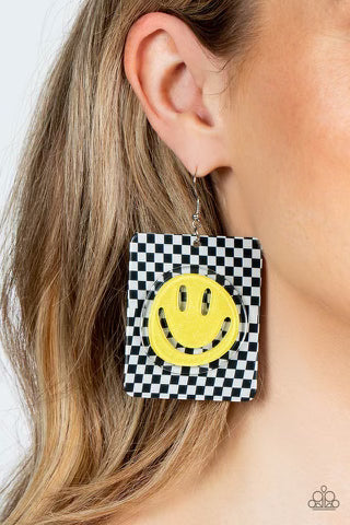 Cheeky Checkerboard - Yellow Earrings - Paparazzi Earrings Paparazzi jewelry images