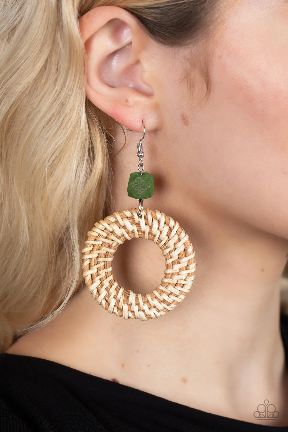Wildly Wicker - Green Earrings | Paparazzi Accessories