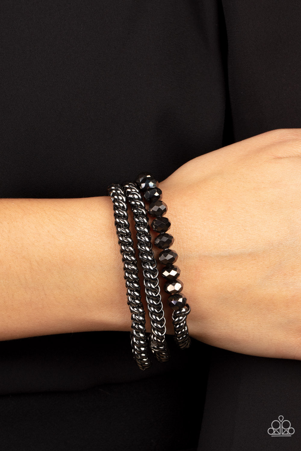 Paparazzi Gutsy and Glitzy - Black Bracelet -Paparazzi Jewelry Bracelet