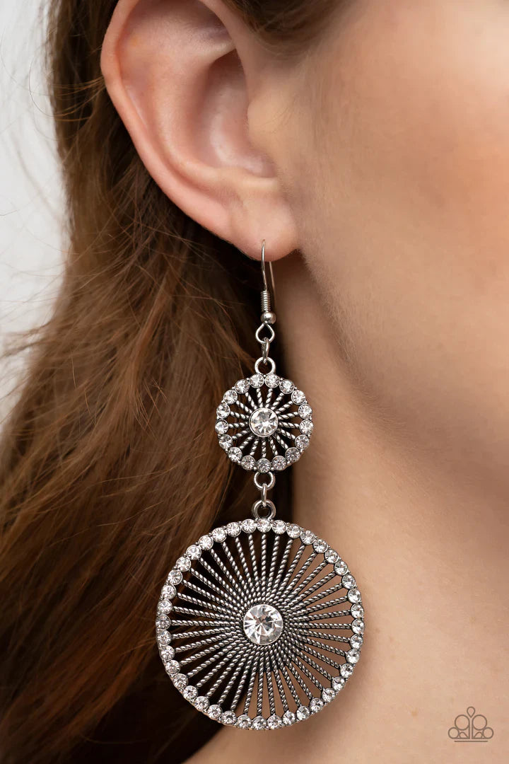 Bring Down The Wheelhouse - White Earring Earrings | Paparazzi Accessories