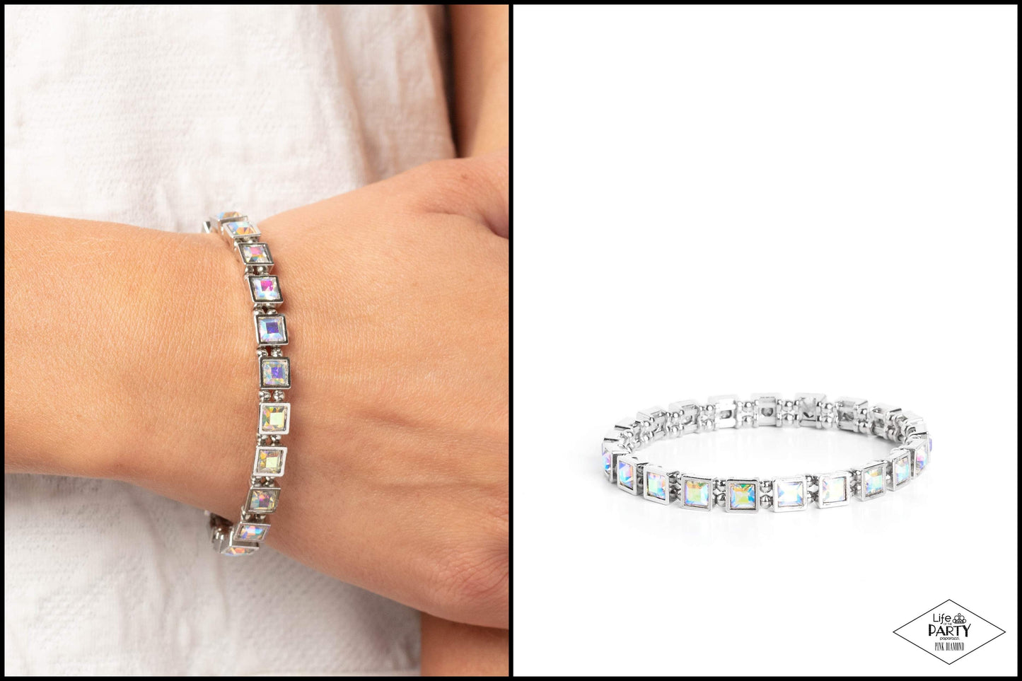 A GLAM Of Few Words - Multi Iridescent Bracelet - Pink Diamond Life of the Party | Paparazzi Accessories