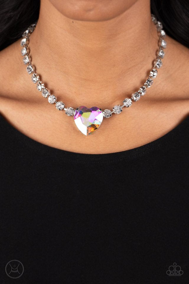 Heart in My Throat - Multi Iridescent Necklace | Paparazzi Accessories