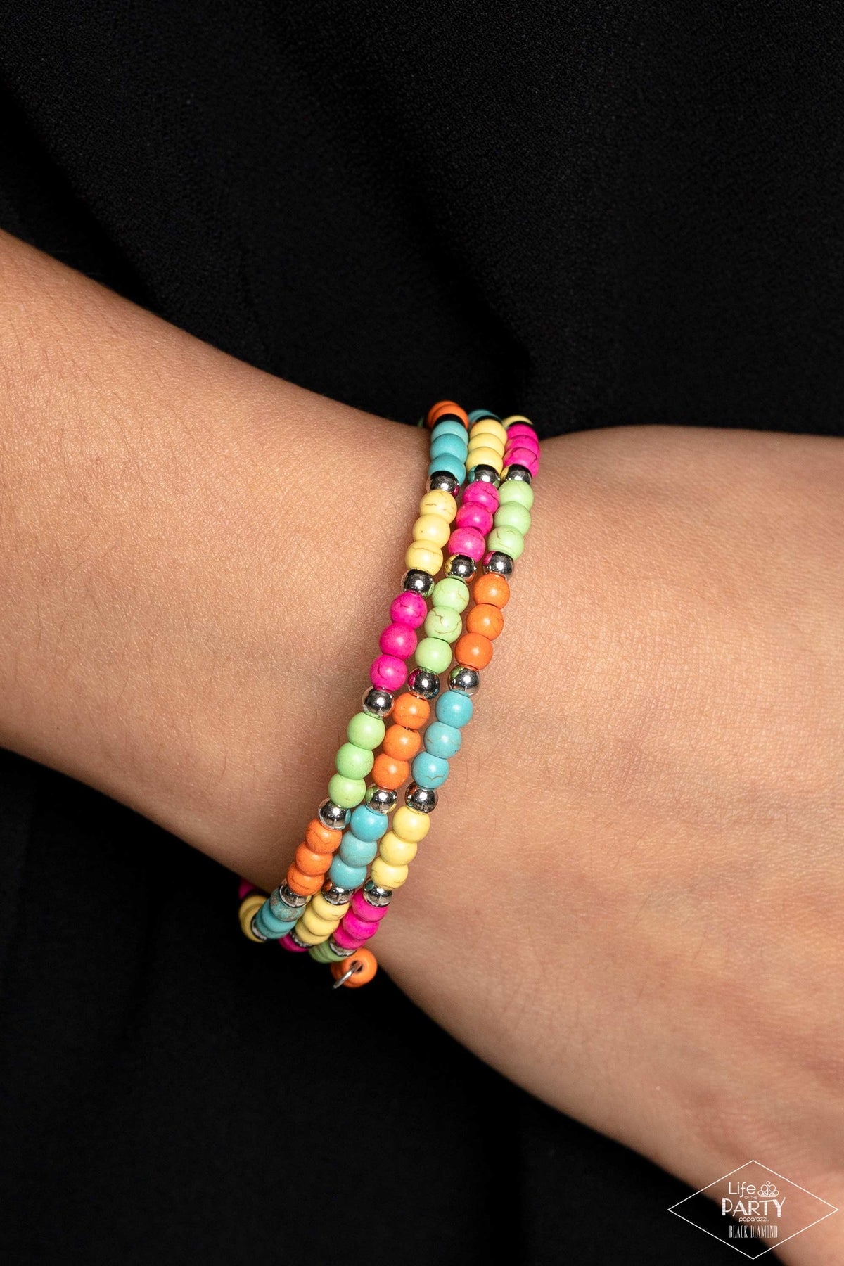 Stone Paradise - Colorful Bracelets - Black Diamond Life of the Party Paparazzi jewelry image