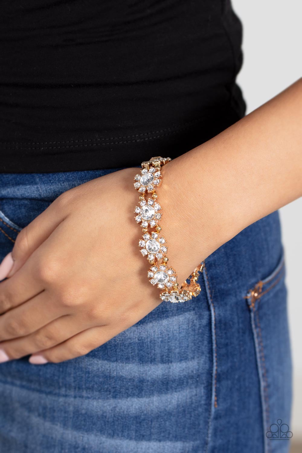 Premium Perennial - Gold Bracelet - White | Paparazzi Accessories