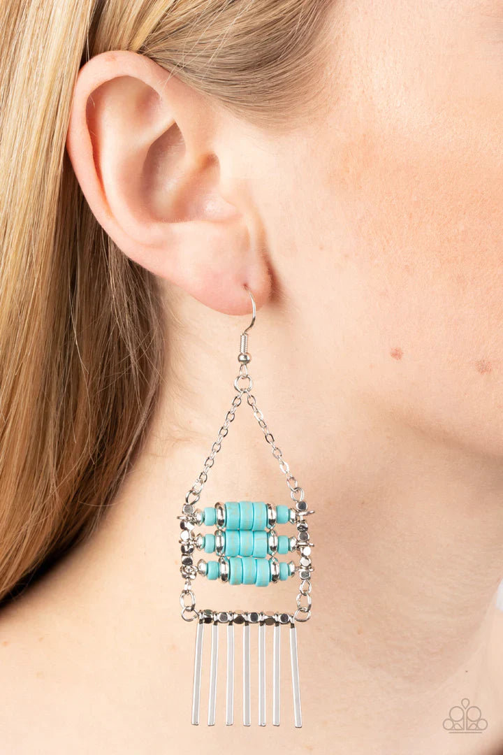 Paparazzi Tribal Tapestry - Blue Earrings Paparazzi Jewelry Images