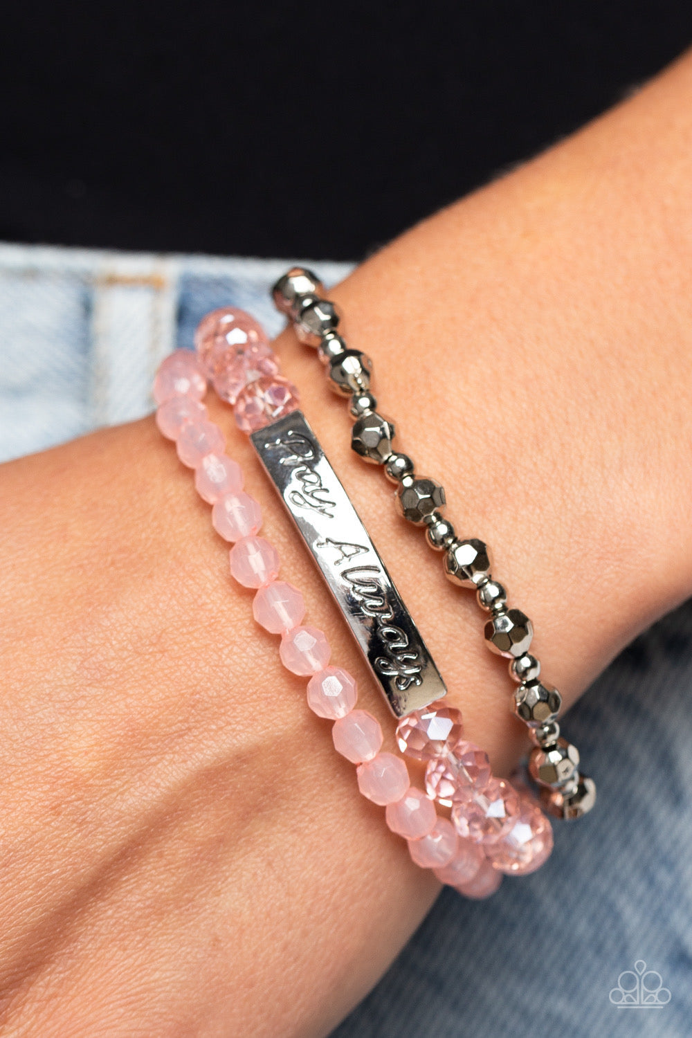 Pray Always - Pink Bracelet - Silver | Paparazzi Accessories