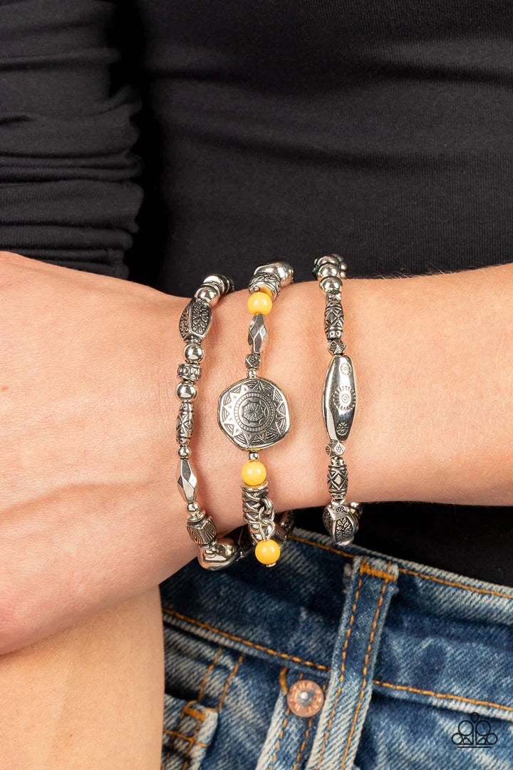 Western Quest Yellow Bracelet - White | Paparazzi Accessories
