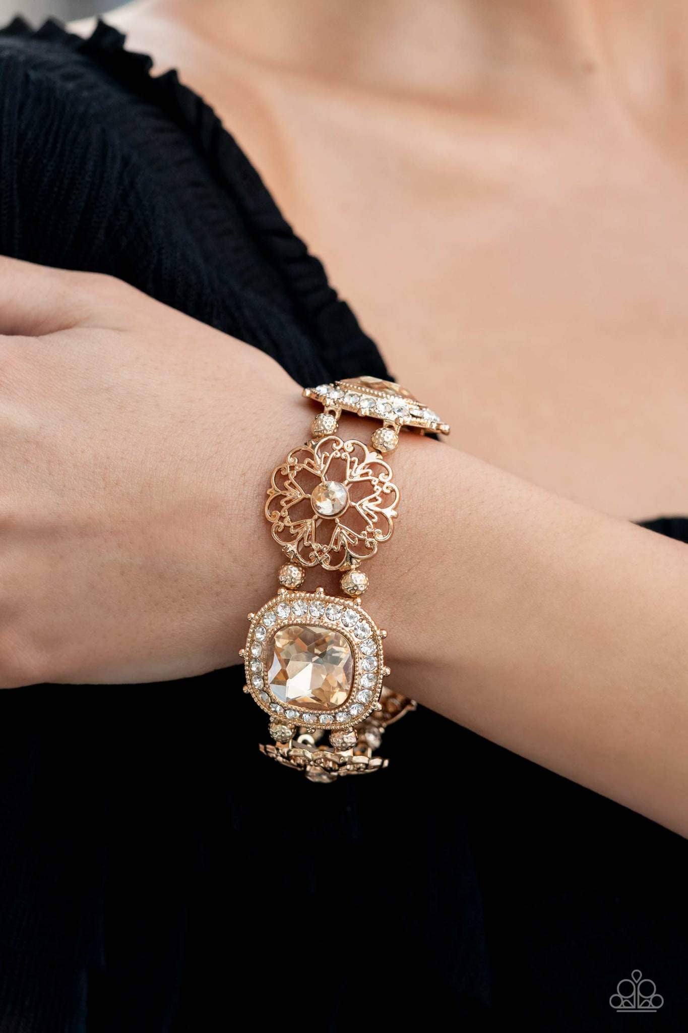 Gilded Gallery Gold Bracelet - December 2022 Life of the Party | Paparazzi Accessories