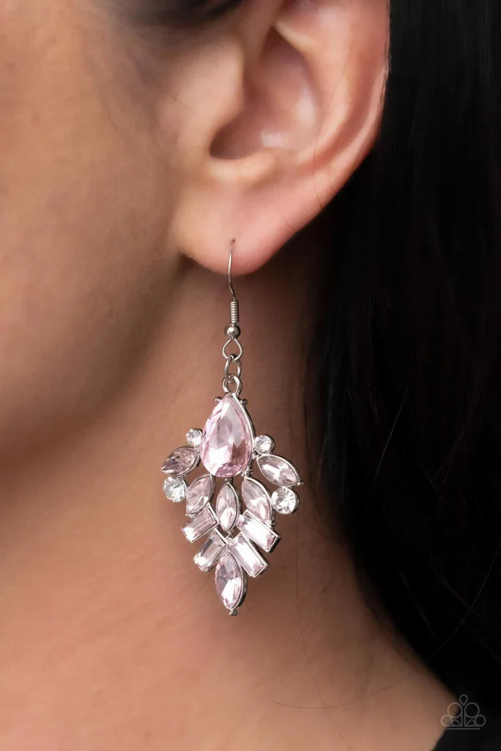 Paparazzi Earrings - Paparazzi Stellar-escent Elegance - Pink Earring Paparazzi Jewelry Images