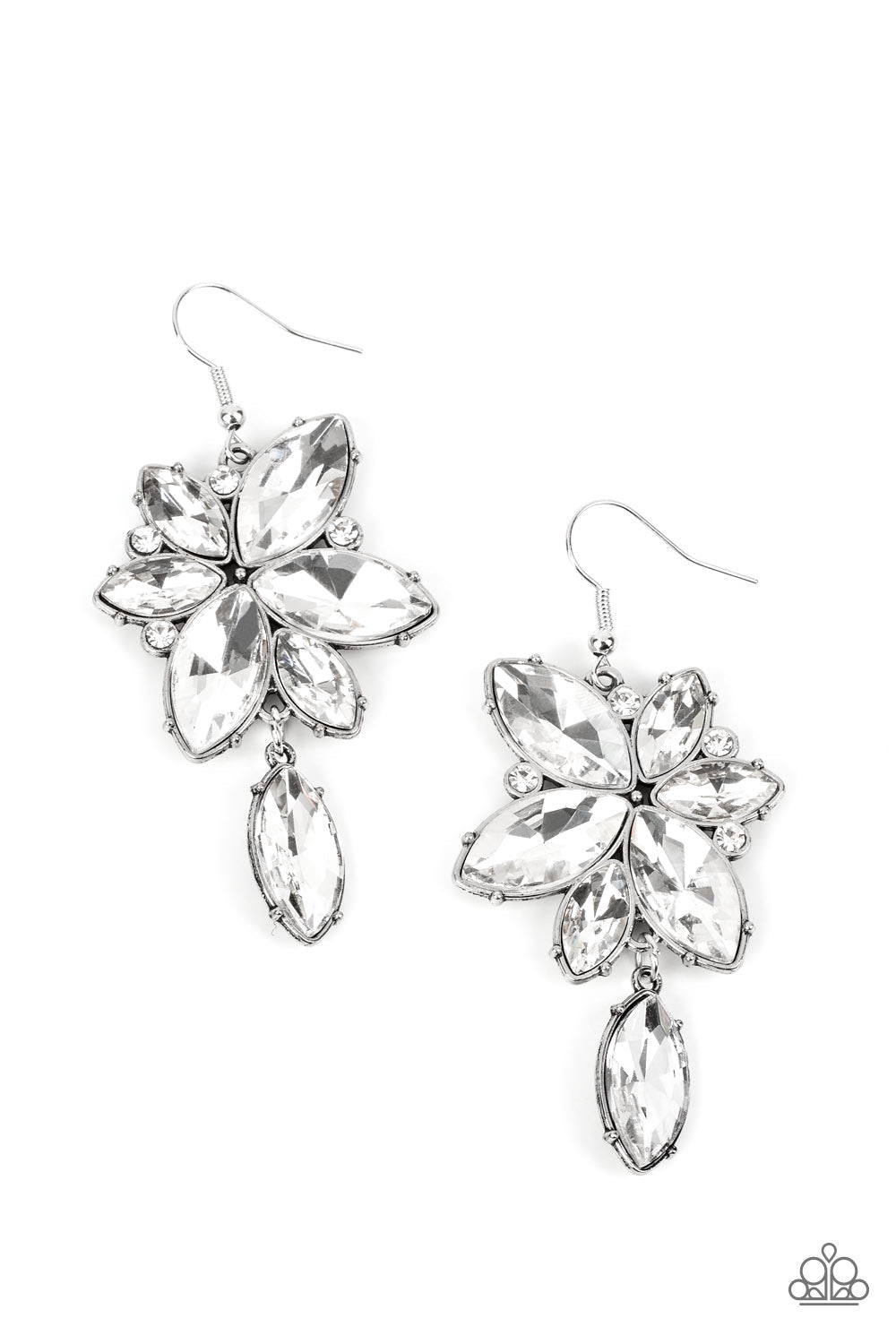 Radiant Retrospection - White Earrings | Paparazzi Accessories