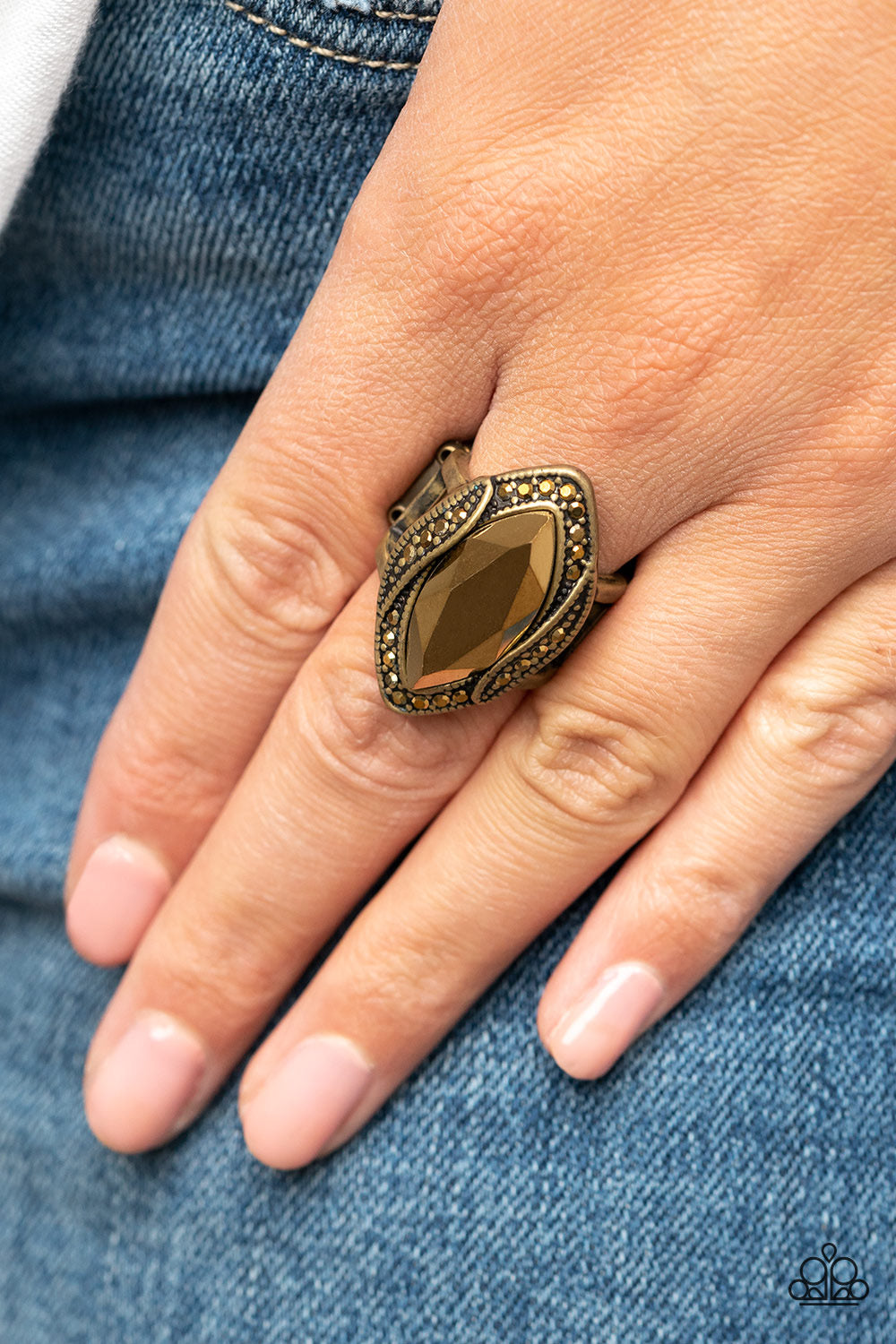 Paparazzi Let Me Take a REIGN Check - Brass Ring-Paparazzi Jewelry images
