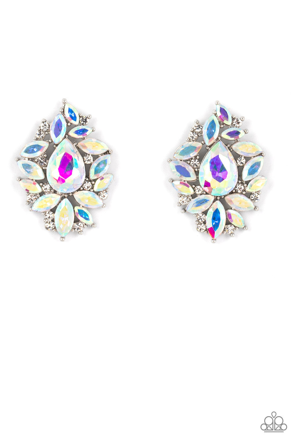 We All Scream for Ice QUEEN - Multi Iridescent Earrings - White | Paparazzi Accessories