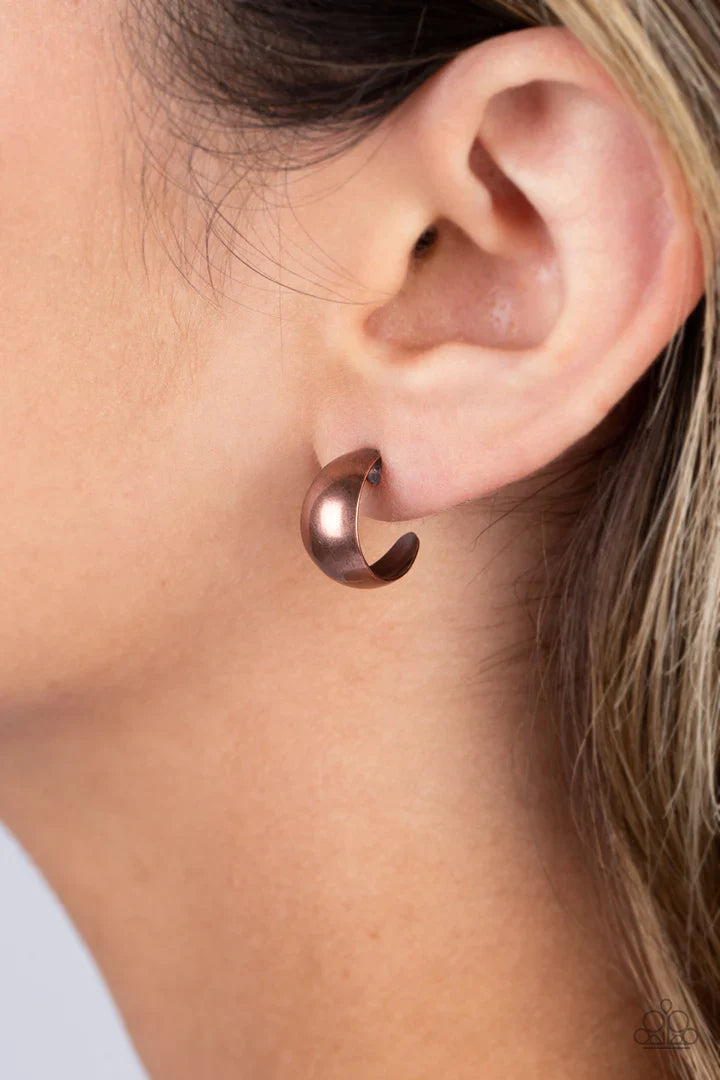Burnished Beauty - Copper Hoop Earrings | Paparazzi Accessories