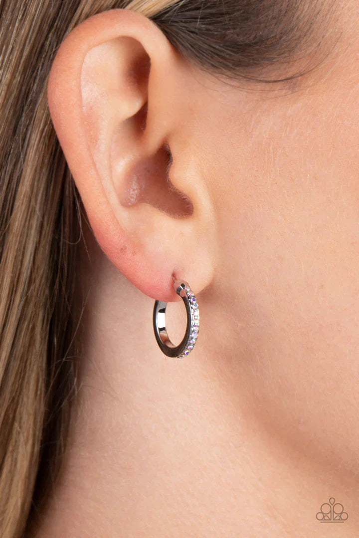 Audaciously Angelic - Multi Iridescent Hoop Earring Earrings - Silver | Paparazzi Accessories