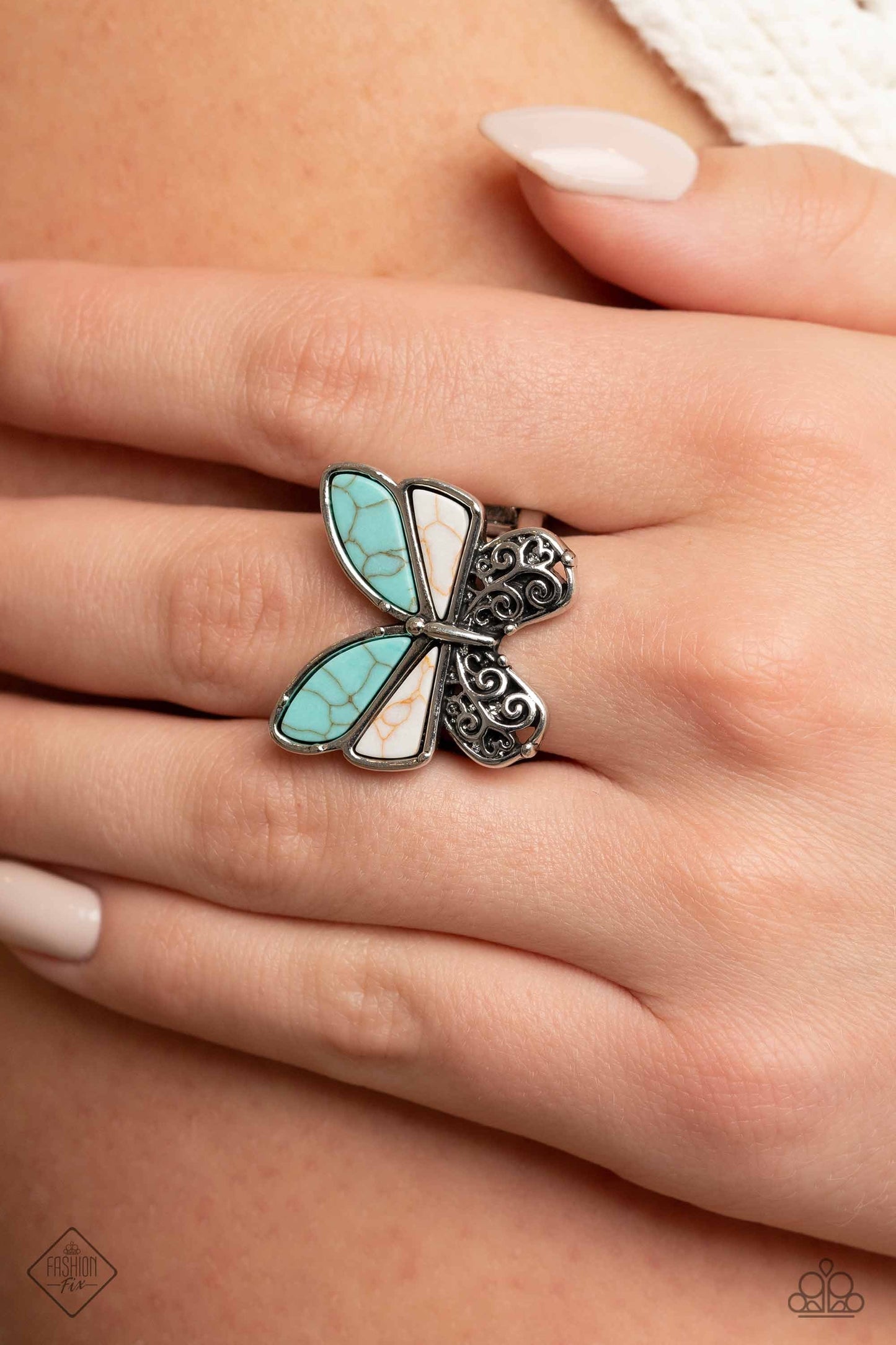 Paparazzi Wild Wings - Blue Ring- Fashion Fix January 2023-Paparazzi Jewelry Images