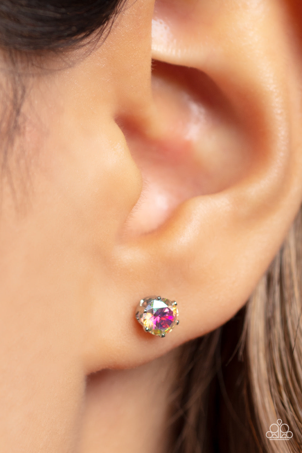 Womens Stud Earrings - Delicately Dainty - Iridescent Earrings Paparazzi jewelry image