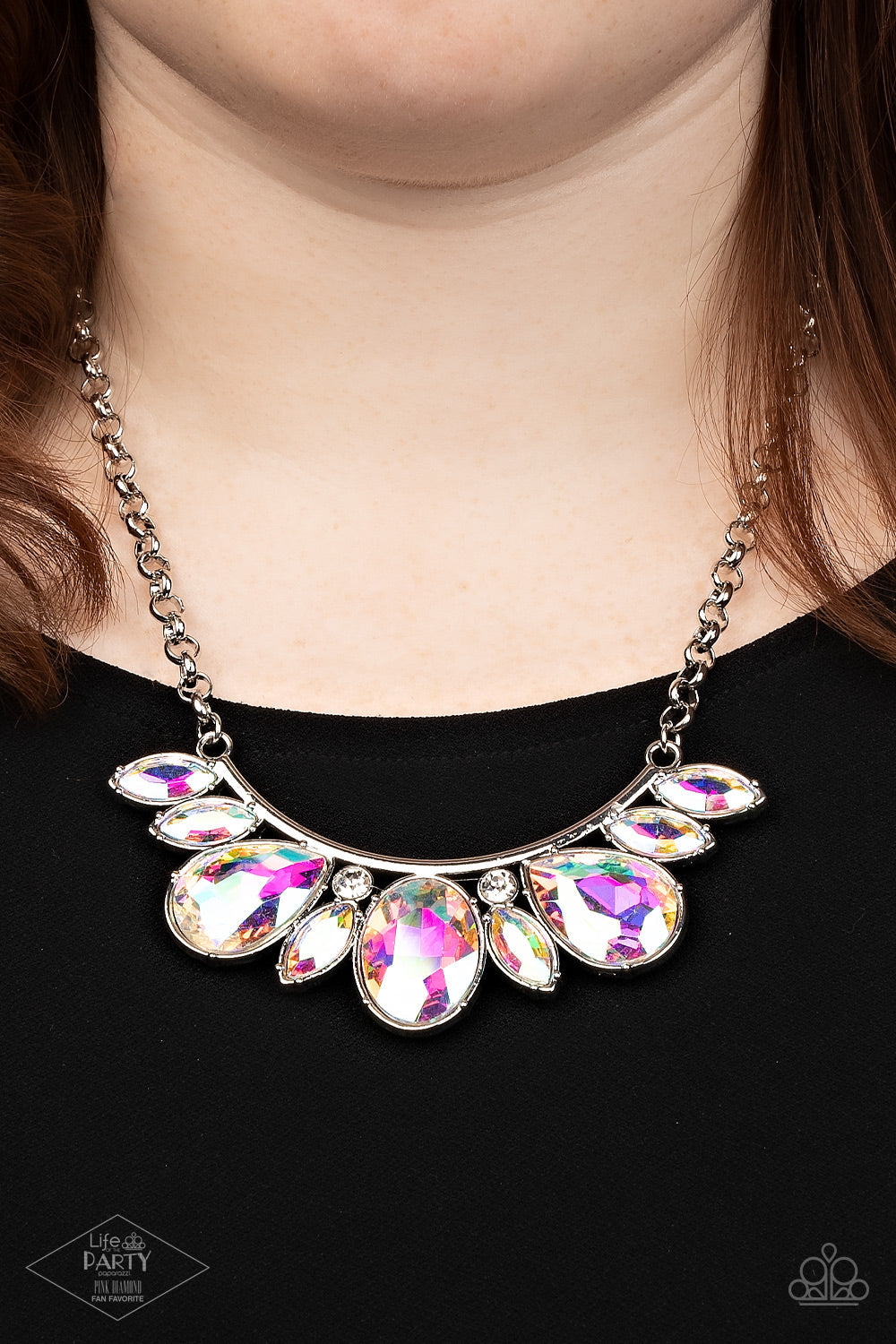 Paparazzi Never Slay Never - Oil Spill Necklace - Pink Diamond Life of the Party Exclusive - Pusher P